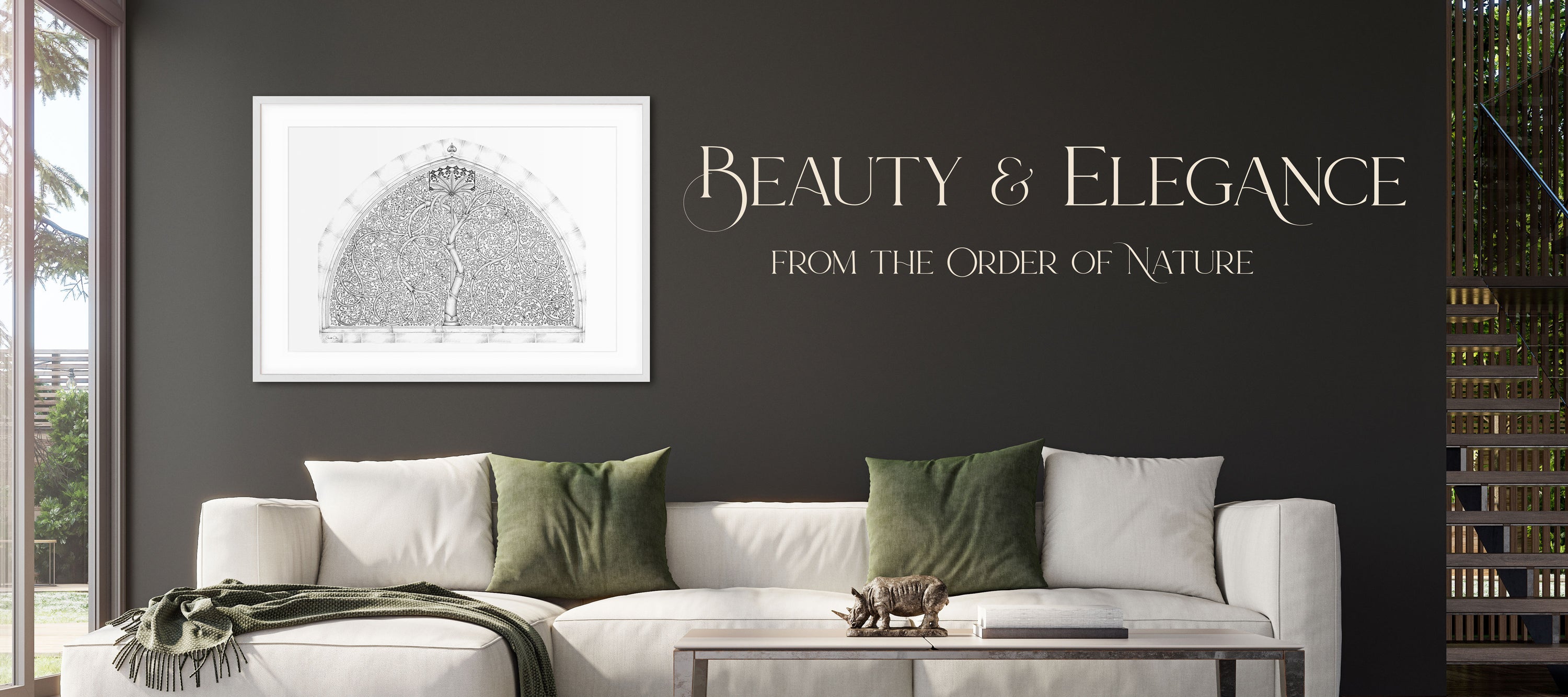 elegant wall art print of the tree of life graphite drawing