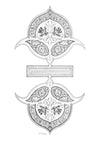 Elegant art print of monochromatic design of palmettes and tendrils in shaded graphite